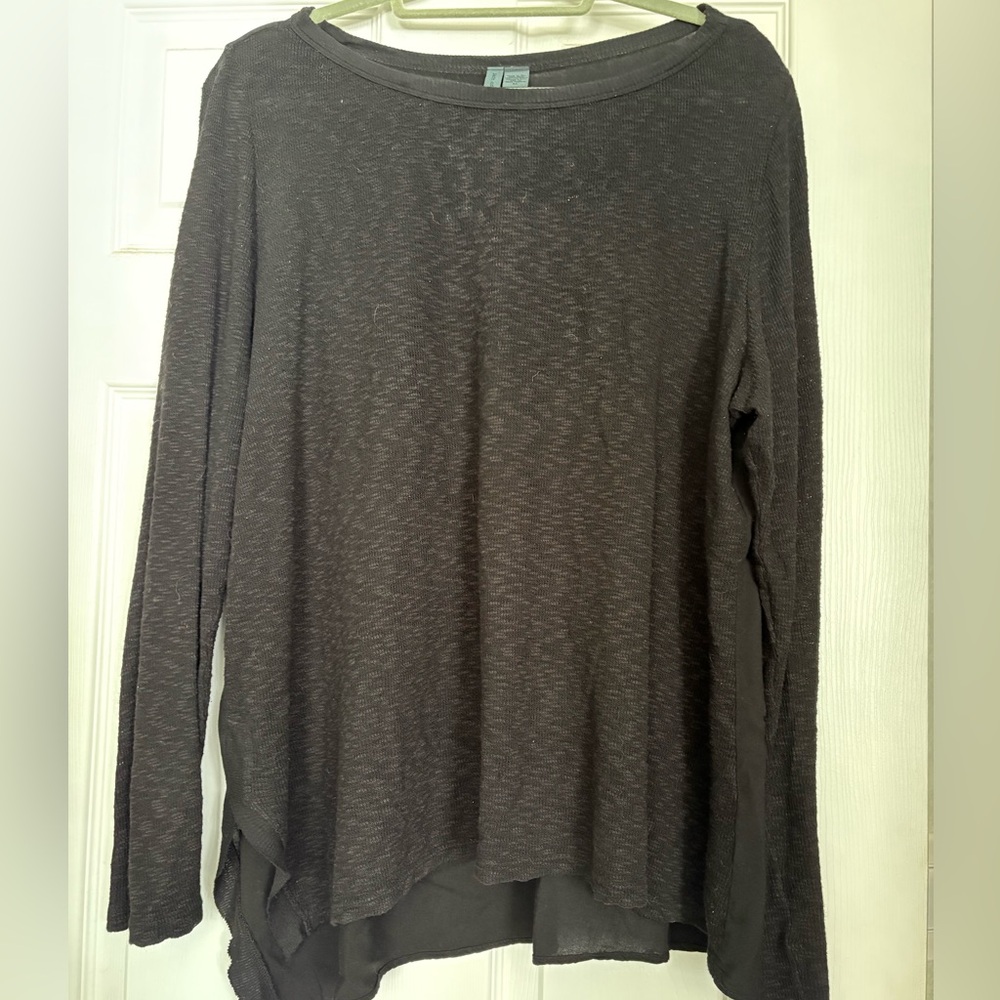 Left Of Center Mixed Media Asymmetrical Hem Shirt, XL, GUC